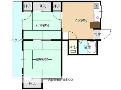 OSビル(2DK/1階)の間取り写真