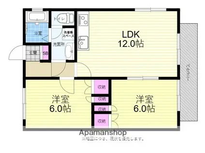 エクセレントB棟(2LDK/1階)の間取り写真
