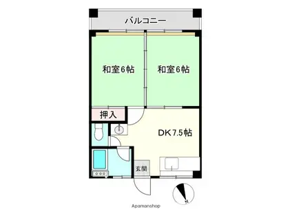 第一旭ビル(2DK/4階)の間取り写真