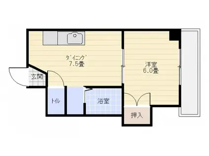 ランドマーク高須(1DK/5階)の間取り写真