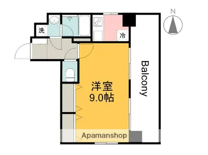 ライフメント堺町Ⅱ(1K/3階)の間取り写真