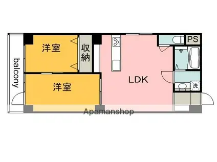 ネットビル10(2LDK/2階)の間取り写真