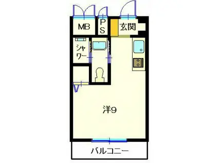 第6みぞたコーポ(ワンルーム/4階)の間取り写真