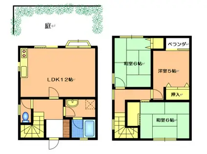 中通メゾネット(3LDK/1階)の間取り写真