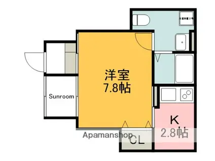 K39パウリスタ戸坂(1K/1階)の間取り写真