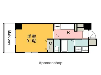 S-RESIDENCE宇品5丁目Ⅰ(1K/4階)の間取り写真