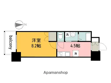 フレッド(1K/8階)の間取り写真