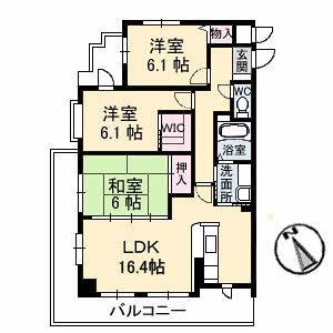 プリムローズ(3LDK/4階)の間取り写真