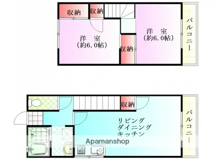 セジュール山田(2LDK/1階)の間取り写真