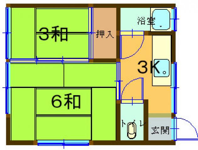 第5川吉荘(1K/2階)の間取り写真