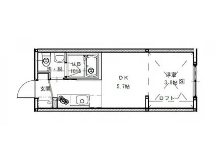 ニホコーポラスⅢ(ワンルーム/2階)の間取り写真
