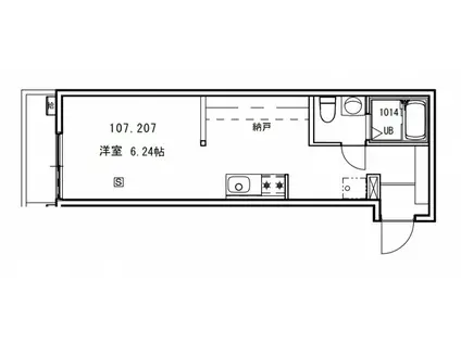 グラン ヴィスタ(ワンルーム/1階)の間取り写真