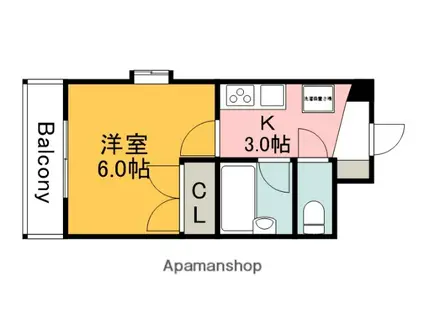 平岩ビル(1K/3階)の間取り写真