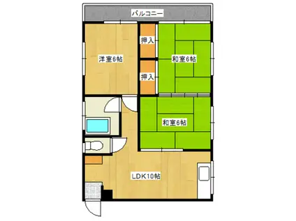 インフィールド河原町(3LDK/3階)の間取り写真