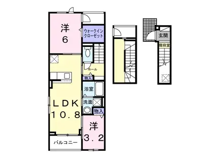 LHIVER(2LDK/3階)の間取り写真