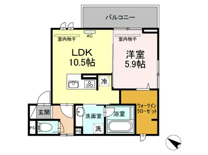 アヴニール(1LDK/2階)の間取り写真
