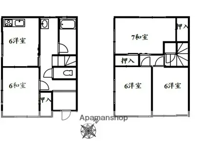 広島電鉄宮島線 高須駅(広島) 徒歩9分 2階建 築41年(4DK)の間取り写真