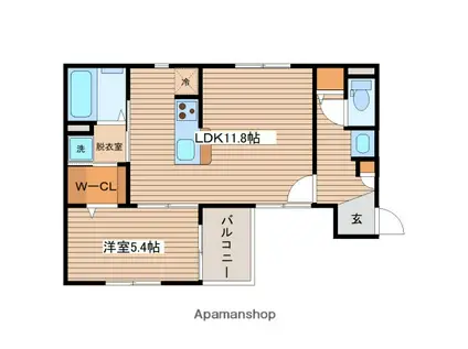 COCON翠(1LDK/1階)の間取り写真