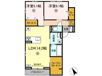 COATS山本(2LDK/3階)の間取り写真
