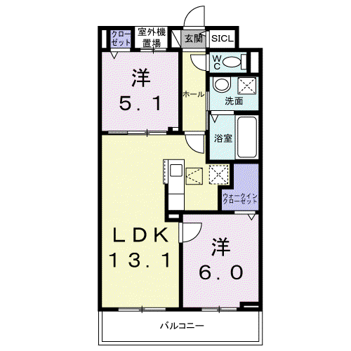 サンリットⅡ(2LDK/1階)の間取り写真