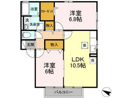 プリマベーラ沖村(2LDK/1階)の間取り写真