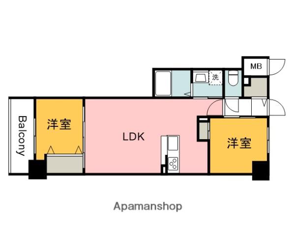 S-RESIDENCE富士見町AGLITTER(2LDK/14階)の間取り写真