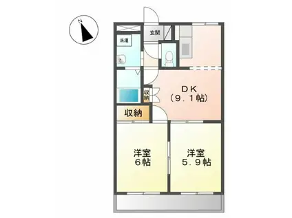 ピュアハイツK872(2DK/2階)の間取り写真