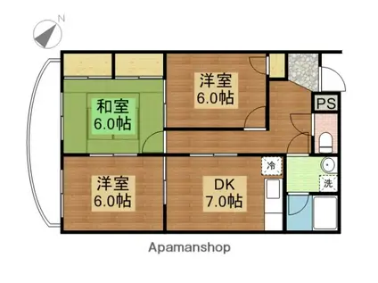 ハイコンスビル2(3DK/3階)の間取り写真