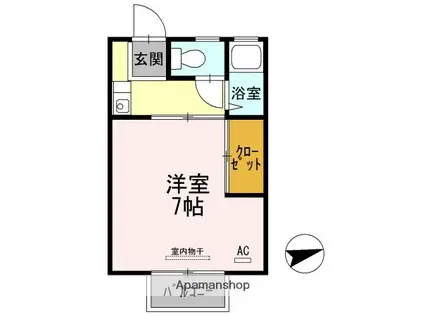 パークハウスB棟(1K/2階)の間取り写真