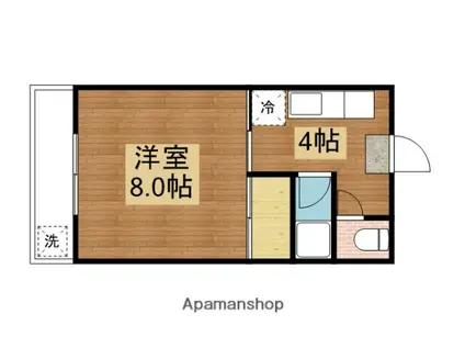 プランタン2号棟(1K/2階)の間取り写真