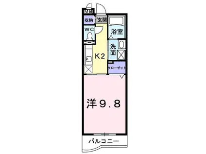 フォレストパレスB(1K/2階)の間取り写真