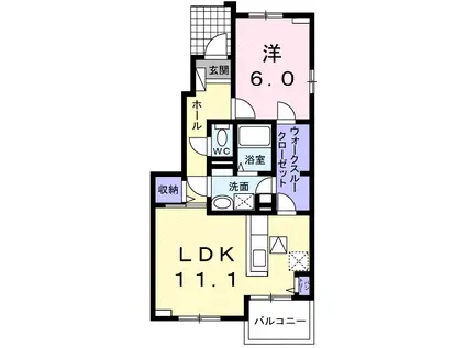 メゾン クロベルビュー B(1LDK/1階)の間取り写真
