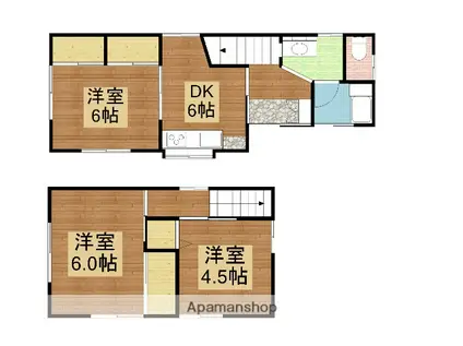 山陽本線 西条駅(広島) バス乗車時間:15分 尾形バス停で下車 徒歩4分 2階建 築53年(3DK)の間取り写真