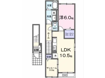 西条町寺家アパートB(1LDK/2階)の間取り写真