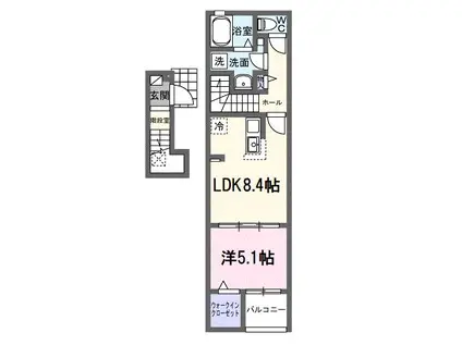 西条町寺家アパート A(1LDK/2階)の間取り写真