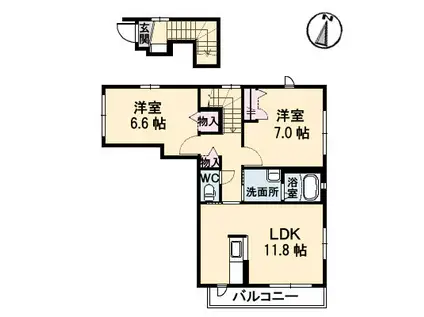 グランメール(2LDK/2階)の間取り写真