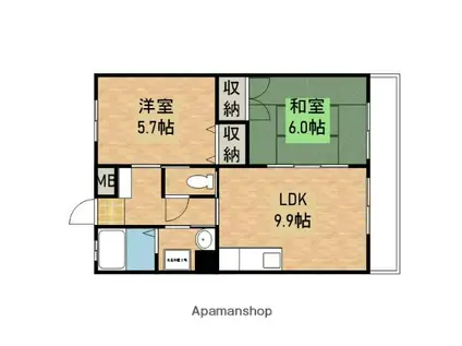 エスポワール羽田(2LDK/2階)の間取り写真