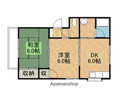 メゾン濱崎(2DK/2階)の間取り写真