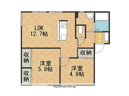 Kハウス(2LDK/1階)の間取り写真