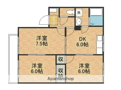コスモハイツ三戸(3DK/2階)の間取り写真