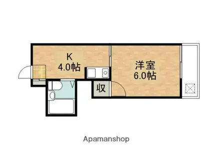 グランドール矢野(1K/4階)の間取り写真