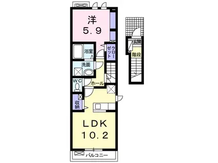 メゾン アンジュ(1LDK/2階)の間取り写真