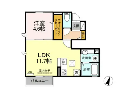 ホワイトリリー(1LDK/1階)の間取り写真