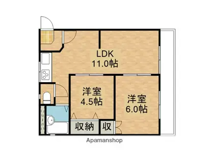 清水アパート(2LDK/3階)の間取り写真