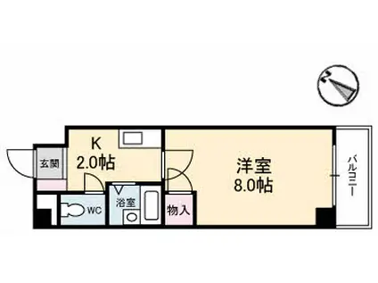 グランドール宮の町(1K/2階)の間取り写真