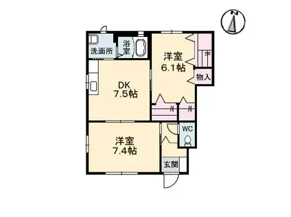 ヴィラージュA(2DK/1階)の間取り写真