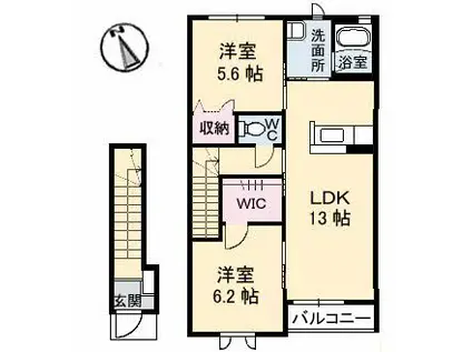 サンヒルズ(2LDK/2階)の間取り写真