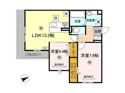 PREMIER矢賀(2LDK/1階)の間取り写真