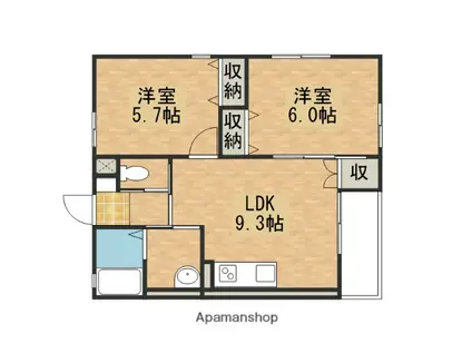 中野APARTMENTS(2LDK/2階)の間取り写真