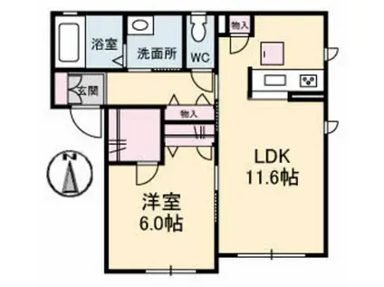 フルール白石(1LDK/1階)の間取り写真